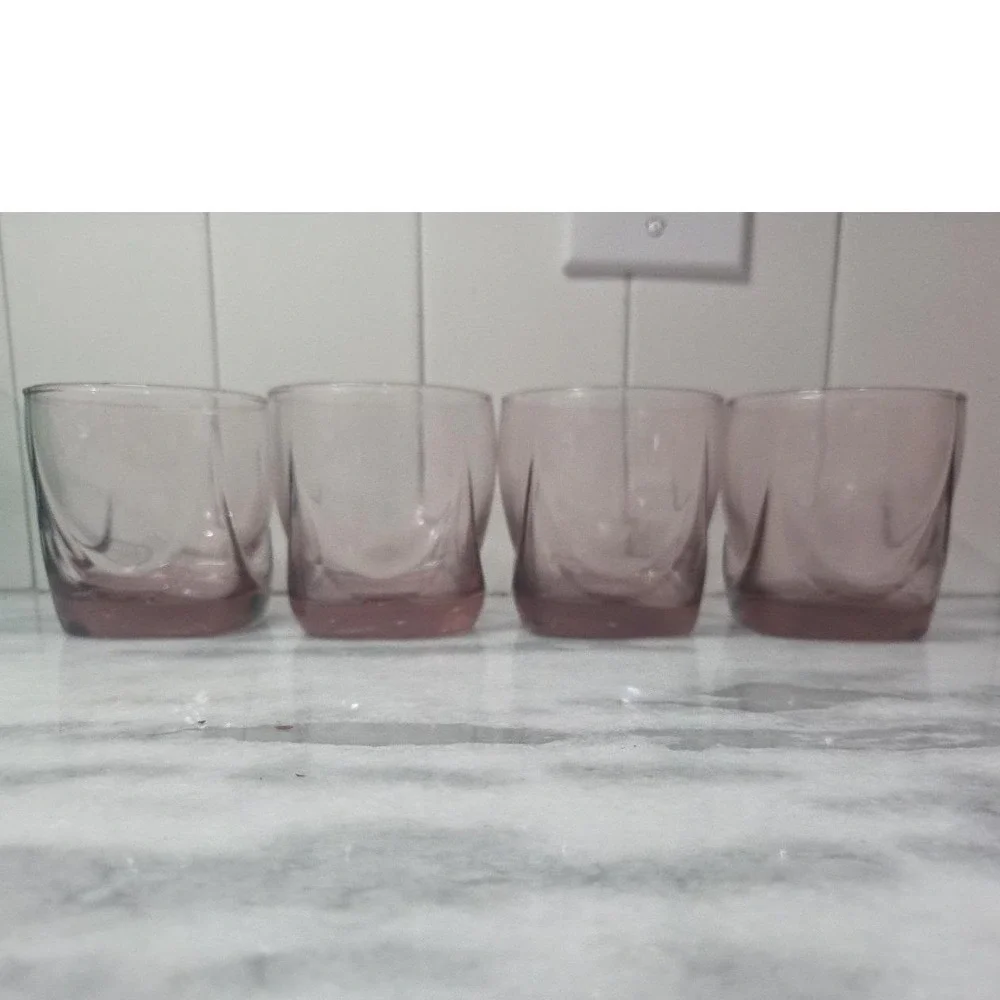Libbey Imperial Plum Old Fashioned Glasses, Set of 4 Drape Style Whiskey Tumbler
